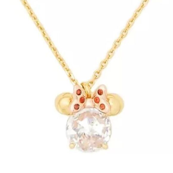 NWT New Kate Spade NY x Disney Collab Minnie Mouse Crystal Mini Pendant Necklace - Picture 3 of 10